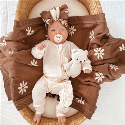 Organic Cotton Waffle Ruffle Knitted Baby Romper