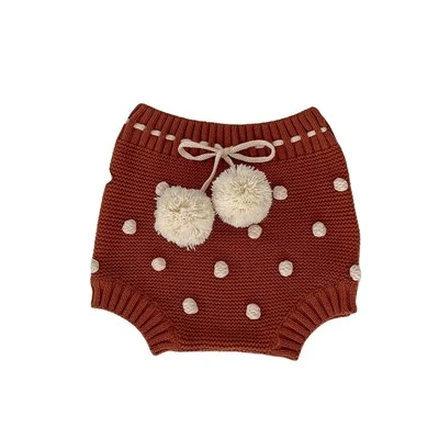 Baby Knit Shorts with Pom Pom