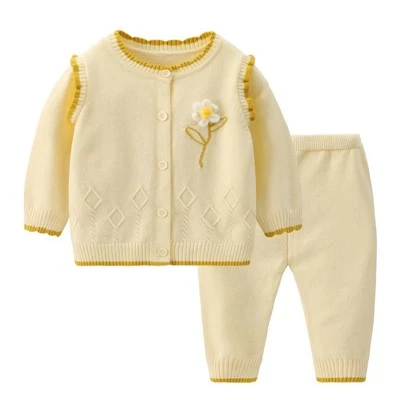 Baby Long Sleeve Cardigan and Knit Pants Set