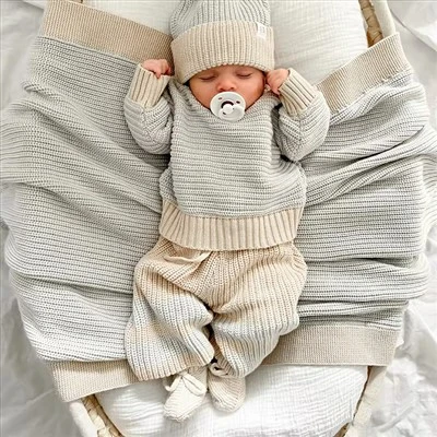 Cotton Knitted Baby Sweater Set