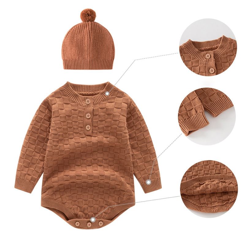 Thick Baby Rompers and Beanie Set